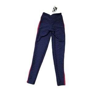 NWT Canoan Anti Cellulite Scrunch Bum Leggings Navy Red White Stripe Textured M